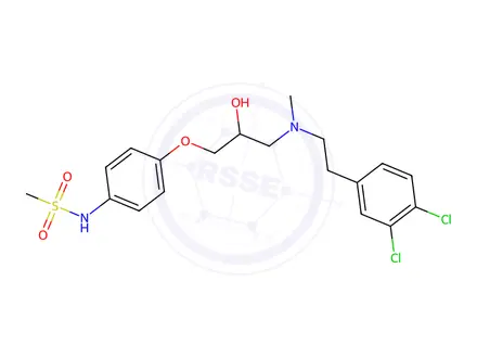 Chemical structure of 1-(4-methanesulfonamidophenoxy)-3-(N-methyl-3,4-dichlorophenylethylamino)-2-propanol