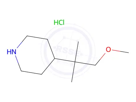 Chemical structure of 4-(1-methoxy-2-methylpropan-2-yl)piperidine hydrochloride
