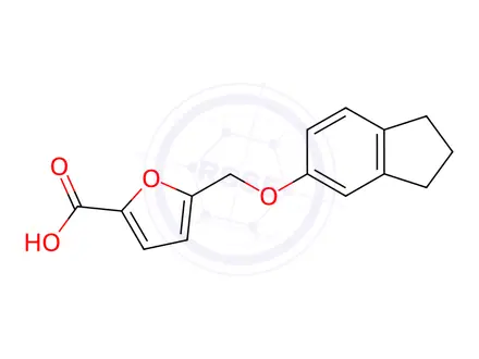 Chemical structure of 5-[(2,3-Dihydro-1H-inden-5-yloxy)-methyl]-2-furoic acid