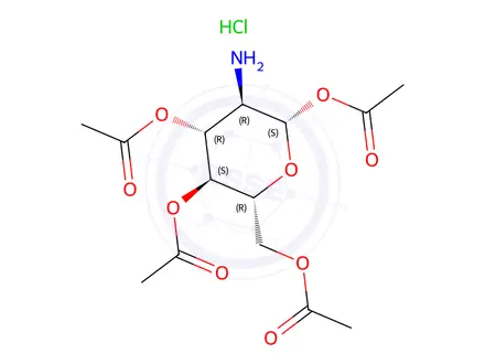 Chemical structure of 1,3,4,6-Tetra-O-acetyl-2-amino-2-deoxy-β-D-glucopyranose Hydrochloride