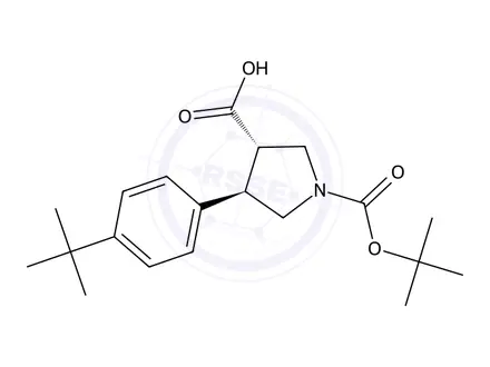 Chemical structure of (3s,4r)-1-(Tert-butoxycarbonyl)-4-(4-(tert-butyl)phenyl)pyrrolidine-3-carboxylic acid