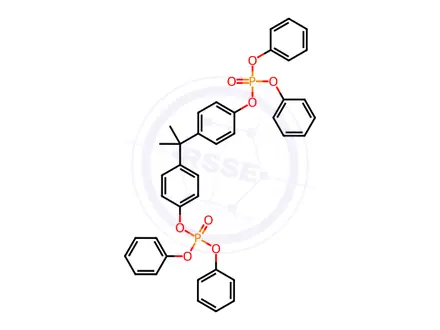 Chemical structure of Bisphenol a bis(diphenyl phosphate)