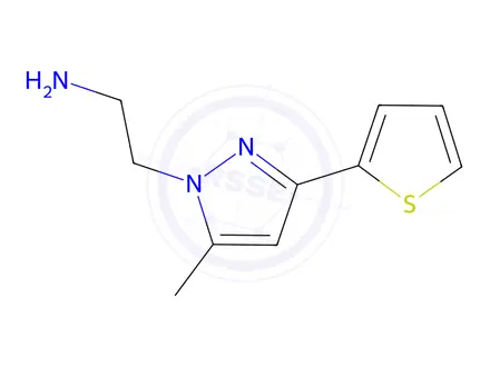 Chemical structure of 2-(5-methyl-3-(thiophen-2-yl)-1h-pyrazol-1-yl)ethan-1-amine
