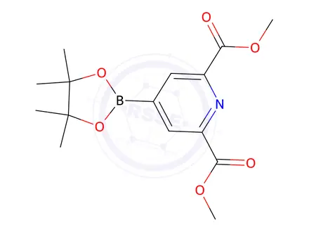 Chemical structure of Dimethyl 4-(4,4,5,5-tetramethyl-1,3,2-dioxaborolan-2-yl)pyridine-2,6-dicarboxylate