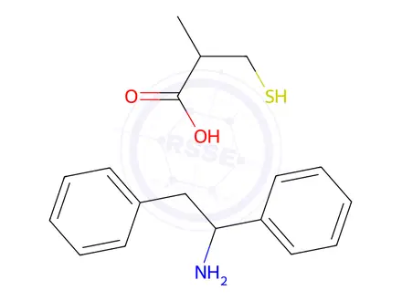 Chemical structure of 1,2-Diphenylethan-1-amine 3-mercapto-2-methylpropanoate