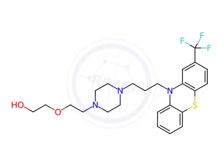 Chemical structure of 2-(2-(4-(3-(2-(Trifluoromethyl)-10H-phenothiazin-10-yl)propyl)piperazin-1-yl)ethoxy)ethan-1-ol Dihydrochloride