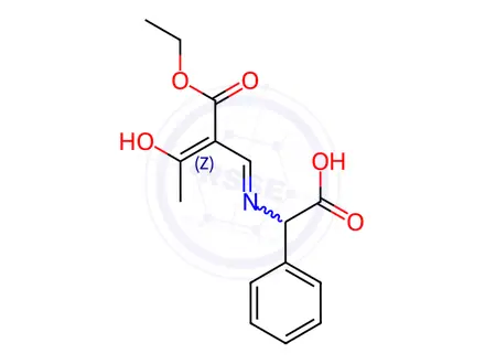 Chemical structure of 2-{[(E)-2-(Ethoxycarbonyl)-3-oxo-1-butenyl]amino}-2-phenylacetic acid