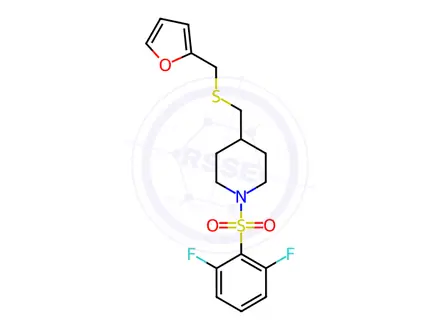 Chemical structure of 1-((2,6-Difluorophenyl)sulfonyl)-4-(((furan-2-ylmethyl)thio)methyl)piperidine