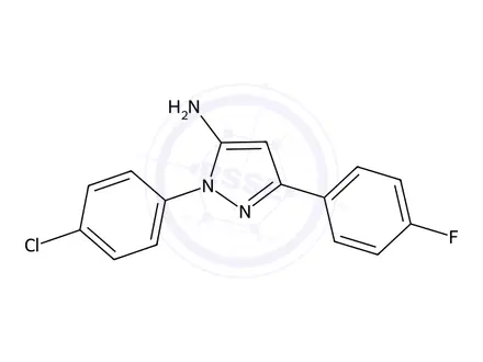 Chemical structure of 1-(4-Chlorophenyl)-3-(4-fluorophenyl)-1H-pyrazol-5-amine