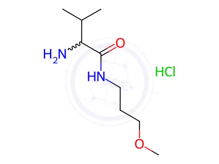 Chemical structure of 1236256-93-1 2-Amino-N-(3-methoxypropyl)-3-methylbutanamide hydrochloride 2811AD C9H21ClN2O2