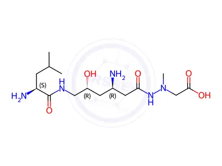 Chemical structure of 1-Methyl-2-[(3R,5R)-3-amino-5-hydroxy-6-(L-leucylamino)hexanoyl]hydrazinoacetic acid