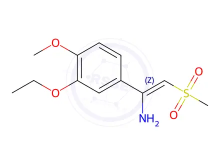 Chemical structure of (Z)-1-(3-Ethoxy-4-methoxyphenyl)-2-(methylsulfonyl)ethen-1-amine