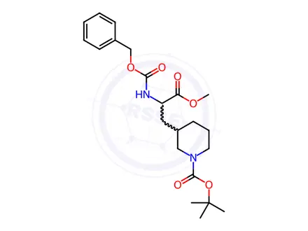 Chemical structure of tert-Butyl 3-(2-(((benzyloxy)carbonyl)amino)-3-methoxy-3-oxopropyl)piperidine-1-carboxylate