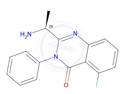 Chemical structure of (S)-2-(1-Aminoethyl)-5-chloro-3-phenylquinazolin-4(3H)-one