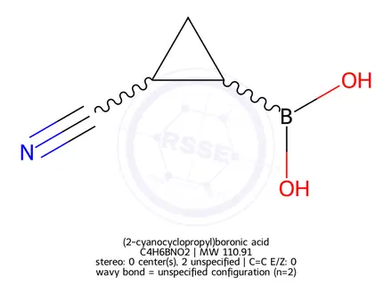 Chemical structure of (2-cyanocyclopropyl)boronic acid