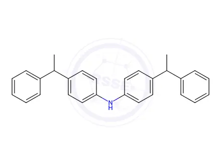 Chemical structure of Bis(4-(1-phenylethyl)phenyl)amine