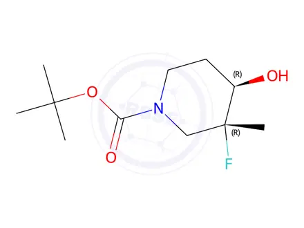 Chemical structure of tert-Butyl (3R,4R)-3-fluoro-4-hydroxy-3-methylpiperidine-1-carboxylate