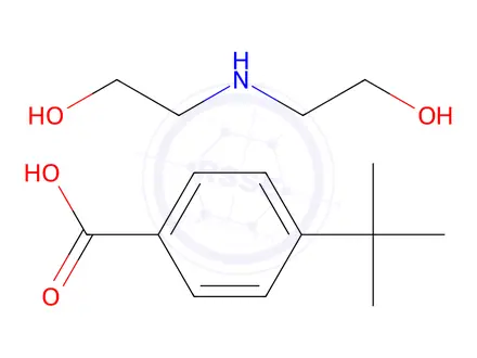 Chemical structure of p-tert-butylbenzoic acid, compound with 2,2'-iminodiethanol (1:1)