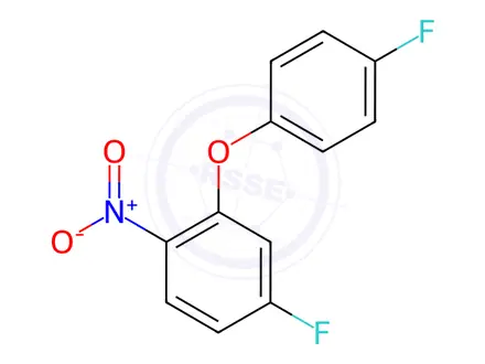 Chemical structure of Benzene, 4-fluoro-2-(4-fluorophenoxy)-1-nitro-