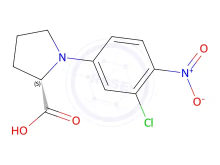 Chemical structure of (S)-1-(3-Chloro-4-nitrophenyl)pyrrolidine-2-carboxylic acid