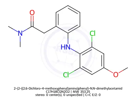 Chemical structure of 2-(2-((2,6-Dichloro-4-methoxyphenyl)amino)phenyl)-N,N-dimethylacetamide