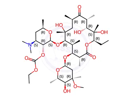 Chemical structure of Erythromycin 2''-carbonic acid ethyl ester