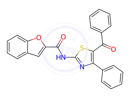 Chemical structure of N-(5-Benzoyl-4-phenylthiazol-2-yl)benzofuran-2-carboxamide