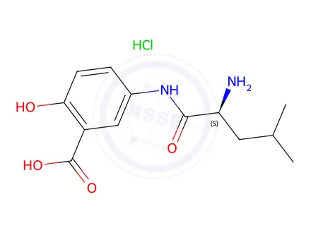 Chemical structure of L-Leucine 3-carboxy-4-hydroxyanilide hydrochloride