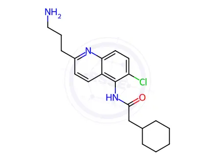 Chemical structure of N-(2-(3-Aminopropyl)-6-chloroquinolin-5-yl)-2-cyclohexylacetamide