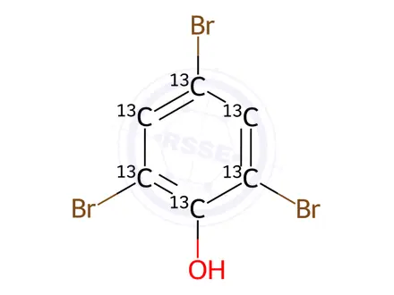 Chemical structure of 2,4,6-Tribromophenol-13C6 Solution in Toluene
