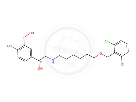 Chemical structure of (R)-4-(2-((6-((2,6-dichlorobenzyl)oxy)hexyl)amino)-1-hydroxyethyl)-2-(hydroxymethyl)phenol