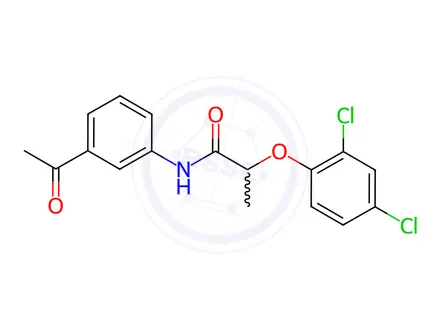 Chemical structure of N-(3-acetylphenyl)-2-(2,4-dichlorophenoxy)propanamide