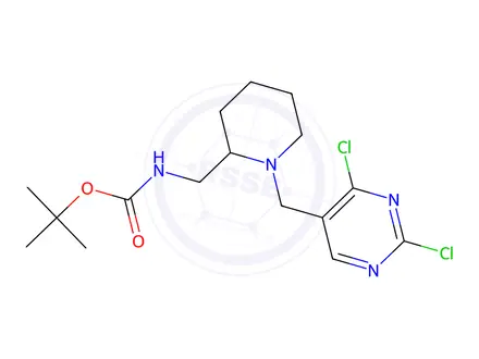 Chemical structure of tert-Butyl ((1-((2,4-dichloropyrimidin-5-yl)methyl)piperidin-2-yl)methyl)carbamate