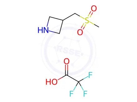 Chemical structure of Azetidine, 3-[(methylsulfonyl)methyl]-, 2,2,2-trifluoroacetate (1:1)