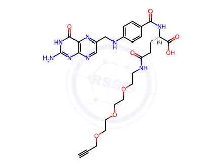 Chemical structure of 9,12,15-Trioxa-6-azaoctadec-17-ynoic acid, 2-[[4-[[(2-amino-3,4-dihydro-4-oxo-6-pteridinyl)methyl]amino]benzoyl]amino]-5-oxo-, (2S)