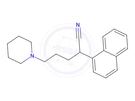 Chemical structure of α-(3-Piperidinopropyl)-1-naphthaleneacetonitrile