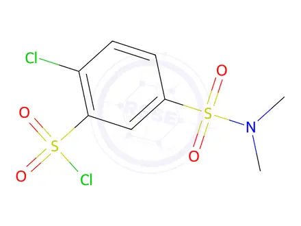 Chemical structure of 2-Chloro-5-(dimethylsulfamoyl)benzene-1-sulfonyl chloride