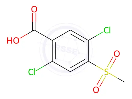 Chemical structure of 2,5-dichloro-4-(methylsulfonyl)benzoic acid