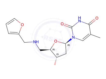 Chemical structure of 5'-Deoxy-5'-furfurylamino thymidine