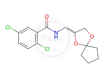 Chemical structure of N-((1,4-Dioxaspiro[4.4]nonan-2-yl)methyl)-2,5-dichlorobenzamide