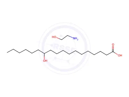 Chemical structure of 12-hydroxyoctadecanoic acid, compound with 2-aminoethanol (1:1)