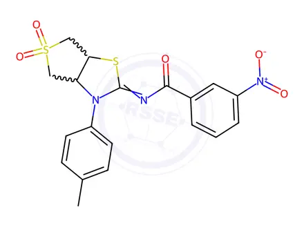Chemical structure of N-(5,5-Dioxido-3-(p-tolyl)tetrahydrothieno[3,4-d]thiazol-2(3H)-ylidene)-3-nitrobenzamide