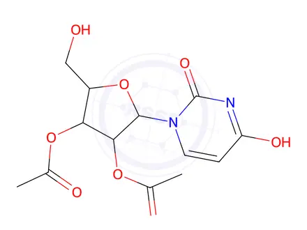 Chemical structure of (2R,3S,4R,5R)-2-(2,4-dioxo-3,4-dihydropyrimidin-1(2H)-yl)-5-(hydroxymethyl)tetrahydrofuran-3,4-diyl diacetate