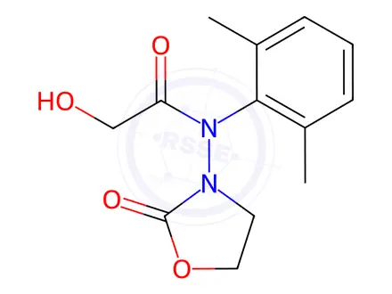 Chemical structure of N-(2,6-Dimethylphenyl)-2-hydroxy-N-(2-oxooxazolidin-3-yl)acetamide