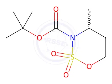 Chemical structure of 1,2,3-Oxathiazine-3(4H)-carboxylic acid, dihydro-4-methyl-, 1,1-dimethylethyl ester, 2,2-dioxide