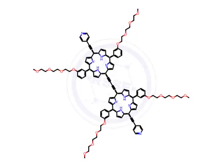 Chemical structure of Di(4-pyridylethinyl) zinc bis[3-[2-[2-(2-methoxyethoxy)ethoxy]ethoxy]phenyl]porphyrin-ethinyl dimer