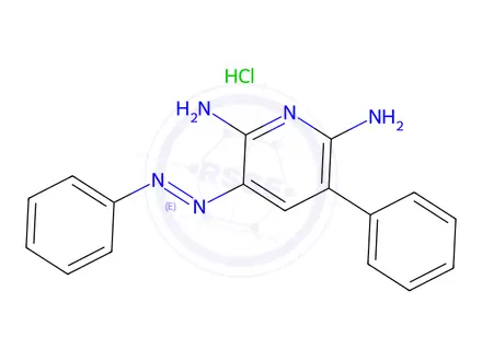 Chemical structure of (E)-3-Phenyl-5-(phenyldiazenyl)pyridine-2,6-diamine Hydrochloride