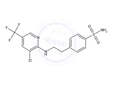 Chemical structure of 4-(2-((3-Chloro-5-(trifluoromethyl)pyridin-2-yl)amino)ethyl)benzenesulfonamide