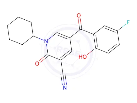Chemical structure of 1-Cyclohexyl-5-(5-fluoro-2-hydroxybenzoyl)-1,2-dihydro-2-oxo-3-pyridinecarbonitrile