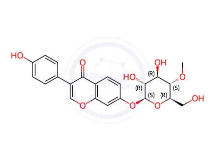 Chemical structure of Daidzein 7-O-beta-D-glucoside 4''-O-methylate